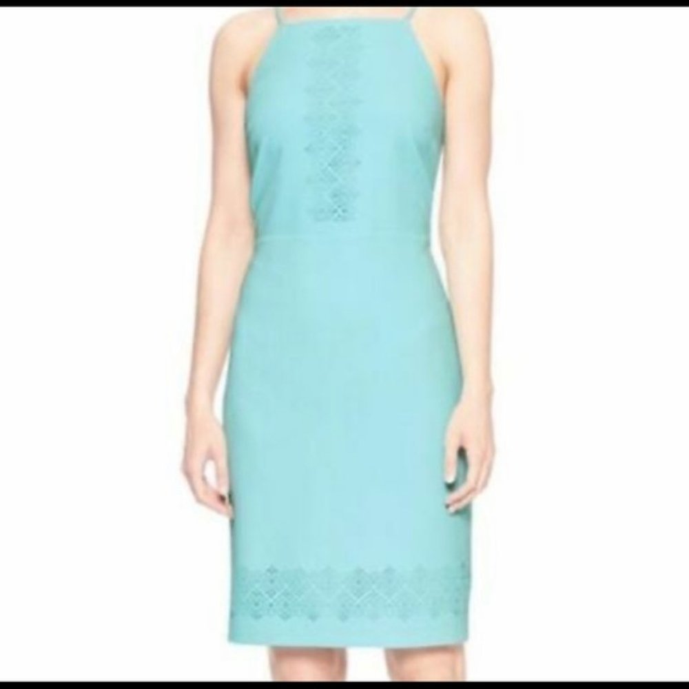 Banana Republic Light Blue Laser Cut Midi Dress